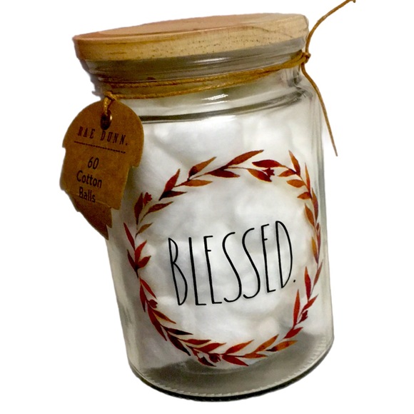 Rae Dunn Blessed Wreath Cotton Ball Jar - Picture 1 of 4